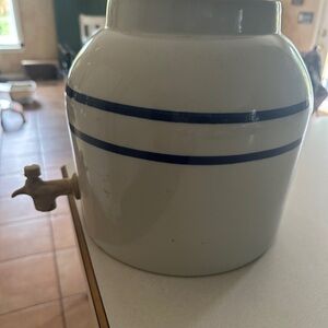 Ceramic Water Dispenser with Blue Stripes